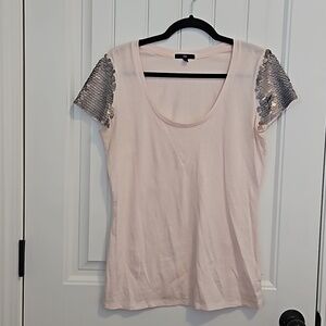 Pink Gap T-shirt With Sequin Sleeves Size M